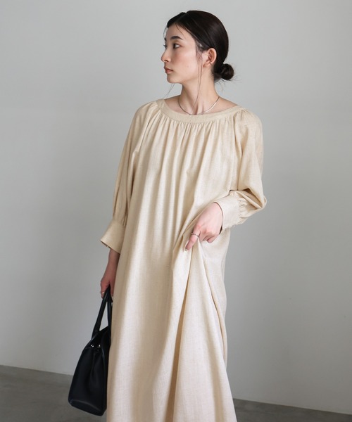 select MOCA(セレクトモカ)の「リネンバックリボンワンピース(ワンピース・レディース・ベージュ/ブラック・FREE)」の6枚目の写真