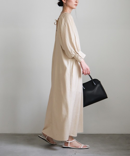 select MOCA(セレクトモカ)の「リネンバックリボンワンピース(ワンピース・レディース・ベージュ/ブラック・FREE)」の11枚目の写真