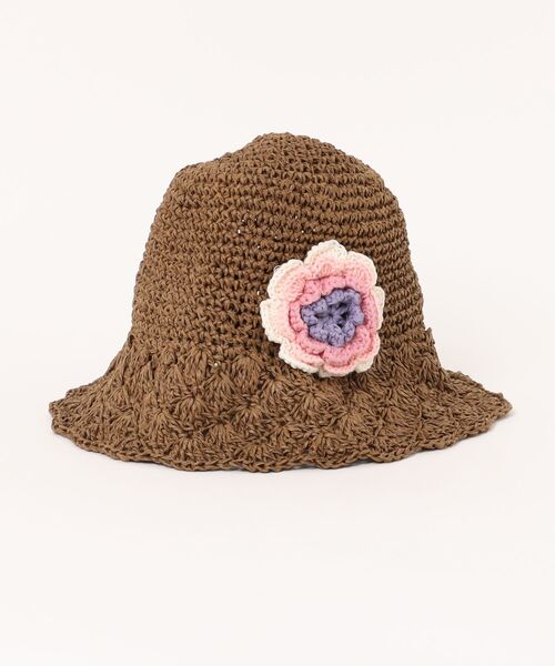 zuppa di zucca（ズッパ デ ズッカ）の「お花モチーフクロッシェ（ハット・キッズ・モカ/アイボリー・M/L）」の2枚目の写真