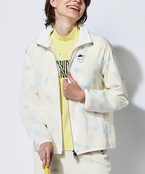 Picone CLUB(ピッコーネクラブ)の「花柄透けブルゾン(ブルゾン・レディース・ブラック/ホワイト×レッド/ホワイト×イエロー・S/M/L)」の2枚目の写真