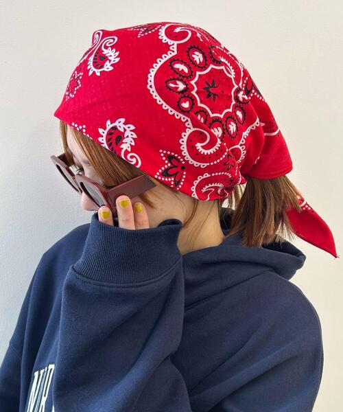 WEGO（ウィゴー）の「WEGO/BIGバンダナ（バンダナ/スカーフ・キッズ・レッド/ホワイト/ネイビー/ブラック・FREE）」の6枚目の写真