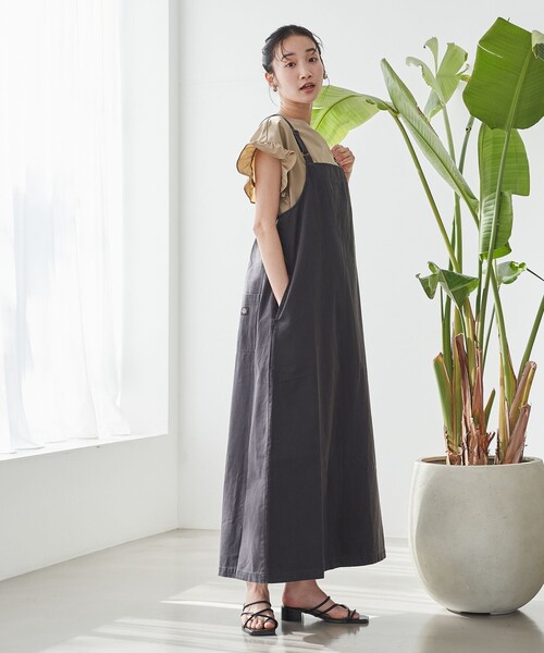 Dickies（ディッキーズ）の「【WEB限定】Dickies（ディッキーズ）別注サイドジップジャンパースカート（ジャンパースカート・レディース・ブラック/オフホワイト・L/M）」の15枚目の写真