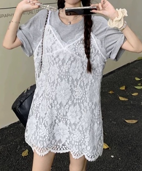 ampm（エーエムピーエム）の「レースキャミチュニックワンピース（ワンピース・レディース・ホワイト・FREE）」の12枚目の写真