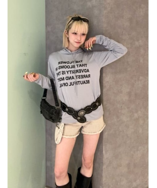 LAGUA GEM（ラグアジェム）の「LOOSEY TURTLE トップス（Tシャツ/カットソー・レディース・ホワイト/グレー/ピンク・FREE）」の17枚目の写真