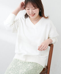natural couture | Web限定 /【ako】スリット付きVネック裏毛プルオーバー(Tシャツ/カットソー)