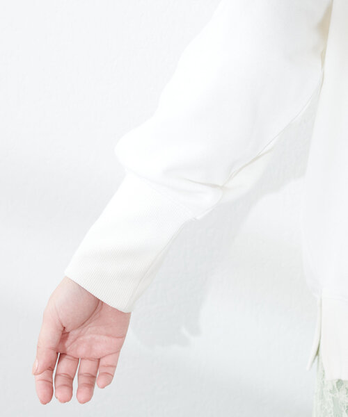 natural couture(ナチュラルクチュール)の「Web限定 /【ako】スリット付きVネック裏毛プルオーバー(Tシャツ/カットソー・レディース・チャコールグレー/イエロー/オフホワイト/モカ/ブルー・FREE)」の14枚目の写真