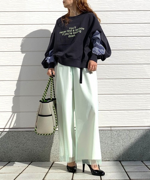 Q（キュー）の「裏毛ドッキングトレーナー（スウェット・レディース・チャコールグレー/オフホワイト・MEDIUM）」の15枚目の写真