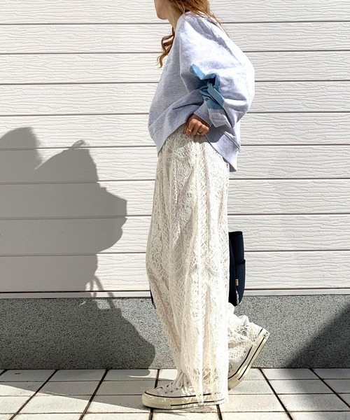 Q（キュー）の「裏毛ドッキングトレーナー（スウェット・レディース・チャコールグレー/オフホワイト・MEDIUM）」の17枚目の写真