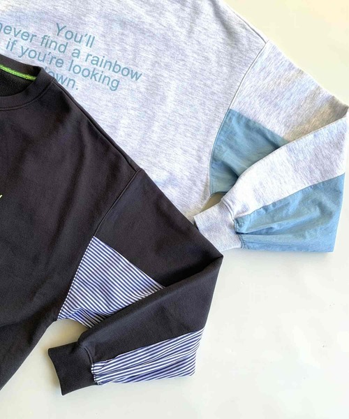 Q（キュー）の「裏毛ドッキングトレーナー（スウェット・レディース・チャコールグレー/オフホワイト・MEDIUM）」の7枚目の写真