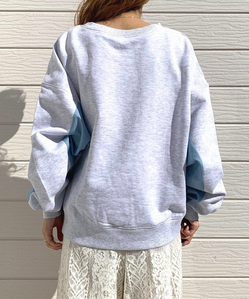 Q（キュー）の「裏毛ドッキングトレーナー（スウェット・レディース・チャコールグレー/オフホワイト・MEDIUM）」の5枚目の写真