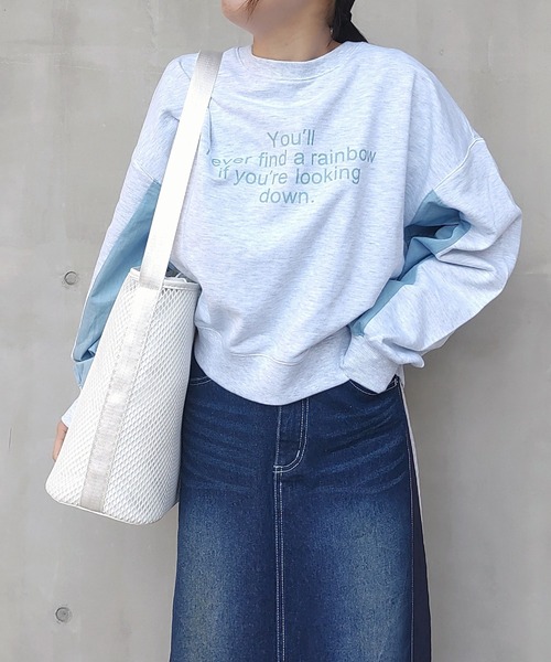 Q（キュー）の「裏毛ドッキングトレーナー（スウェット・レディース・チャコールグレー/オフホワイト・MEDIUM）」の21枚目の写真