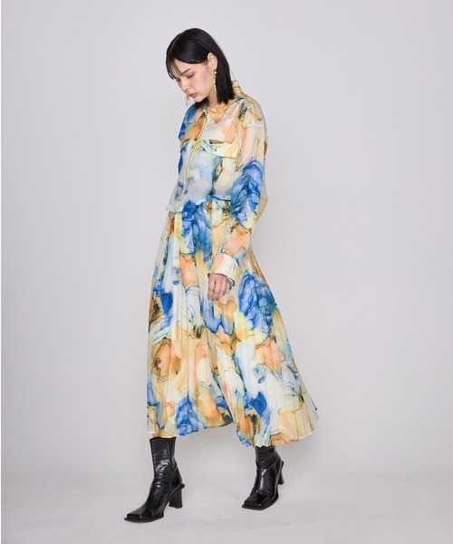 casane（カサネ）の「CASANE（カサネ）マーブルペイントプリーツスカート（スカート・レディース・イエロー/アイボリー・F）」の19枚目の写真