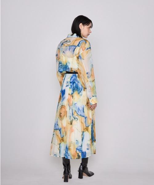 casane（カサネ）の「CASANE（カサネ）マーブルペイントプリーツスカート（スカート・レディース・イエロー/アイボリー・F）」の21枚目の写真