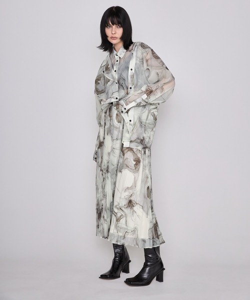 casane（カサネ）の「CASANE（カサネ）マーブルペイントプリーツスカート（スカート・レディース・イエロー/アイボリー・F）」の9枚目の写真