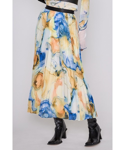 casane（カサネ）の「CASANE（カサネ）マーブルペイントプリーツスカート（スカート・レディース・イエロー/アイボリー・F）」の22枚目の写真