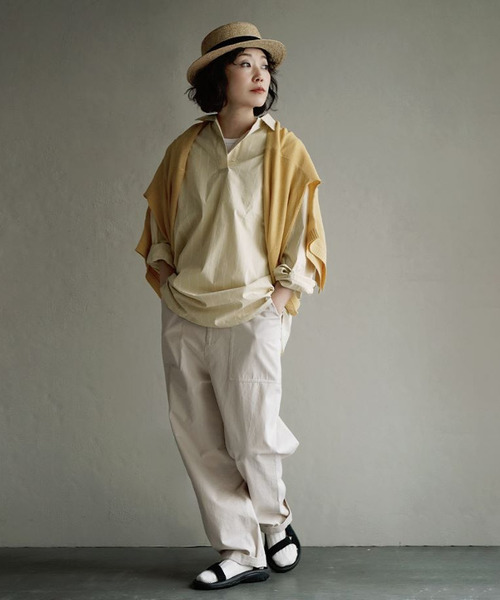 apartment department（アパートメントデパートメント）の「スキッパーチュニックシャツ（シャツ/ブラウス・レディース・ライトブルー/ライトピンク/ライトイエロー・M）」の5枚目の写真
