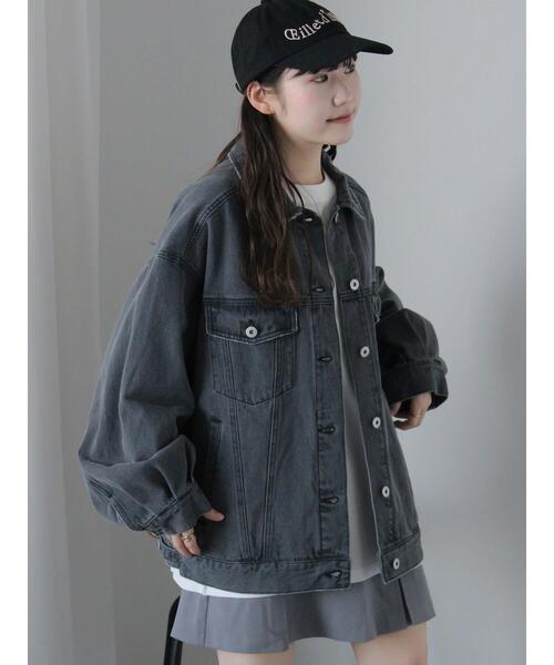 ehka sopo（エヘカソポ）の「ルーズデニムジャケット(セットアップ可)（ノーカラージャケット・レディース・チャコールグレー/ブルー/サックスブルー・F）」の7枚目の写真