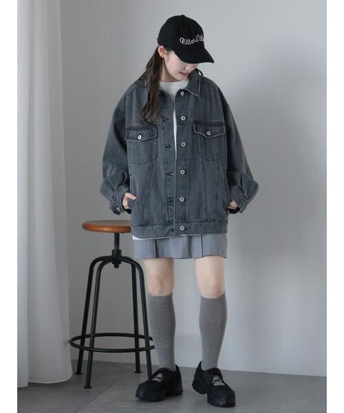 ehka sopo（エヘカソポ）の「ルーズデニムジャケット(セットアップ可)（ノーカラージャケット・レディース・チャコールグレー/ブルー/サックスブルー・F）」の11枚目の写真