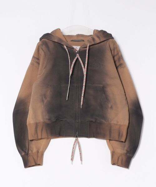 Vivienne Westwood（ヴィヴィアンウエストウッド）の「ｽﾌﾟﾚｰﾀﾞｲ裏毛ﾎﾟｲﾝﾄｽﾘｰﾌﾞｼﾞｯﾌﾟﾌｰﾃﾞｨｰ（その他アウター・レディース・チャコールグレー×ブラック/ブラウン系その他・FREE）」の2枚目の写真