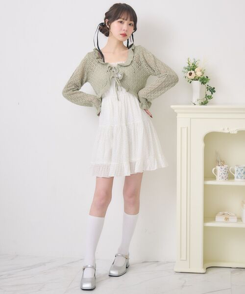 ems excite（エムズエキサイト）の「【新色追加】ダブルリボンティアードチュニック（ワンピース・レディース・ホワイト系その他/ブラック/ブルー/ホワイト・FREE）」の9枚目の写真