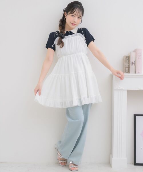 ems excite（エムズエキサイト）の「【新色追加】ダブルリボンティアードチュニック（ワンピース・レディース・ホワイト系その他/ブラック/ブルー/ホワイト・FREE）」の18枚目の写真