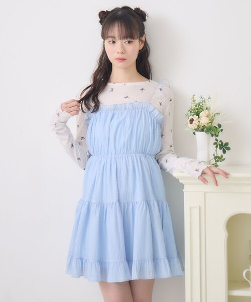 ems excite（エムズエキサイト）の「【新色追加】ダブルリボンティアードチュニック（ワンピース・レディース・ホワイト系その他/ブラック/ブルー/ホワイト・FREE）」の6枚目の写真