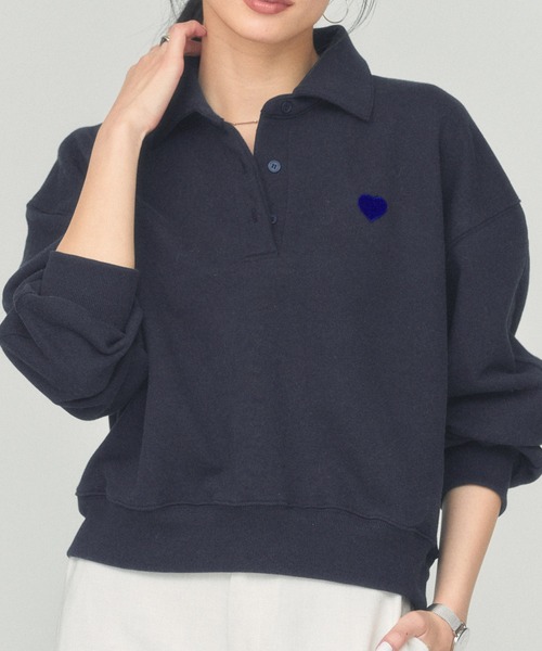 BLUE×PALANG(ブルーパラン)の「RUGBY SWEAT SHIRT(スウェット・レディース・ネイビー/グレー・FREE)」の1枚目の写真