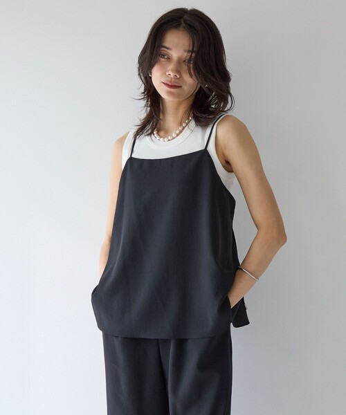 green label relaxing（グリーンレーベルリラクシング）の「ワイドバインダー タンクトップ -抗菌-（タンクトップ・レディース・オフホワイト/ブラック/レッド/ベージュ/その他1・FREE）」の15枚目の写真