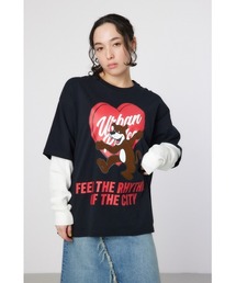 ハートパネルレイヤードロングスリーブTシャツ