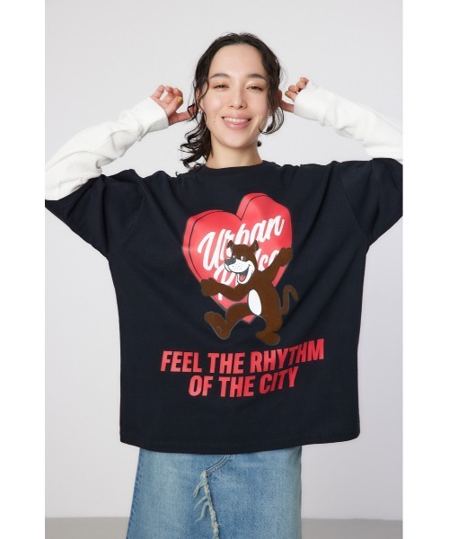 RODEO CROWNS WIDE BOWL(ロデオクラウンズワイドボウル)の「ハートパネルレイヤードロングスリーブTシャツ(Tシャツ/カットソー・メンズ・ブラック/ホワイト/グリーン・MEDIUM/LARGE)」の12枚目の写真