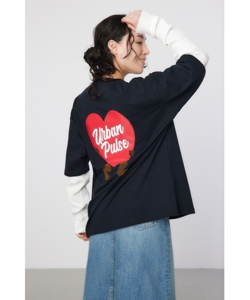 RODEO CROWNS WIDE BOWL(ロデオクラウンズワイドボウル)の「ハートパネルレイヤードロングスリーブTシャツ(Tシャツ/カットソー・メンズ・ブラック/ホワイト/グリーン・MEDIUM/LARGE)」の14枚目の写真