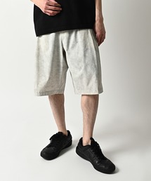 【ADAMPATEK/アダムパテック】uneven dyeing short pants/ムラ染めプリントワイドショートパンツ