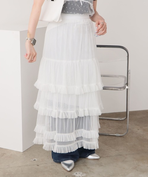 ROOPTOKYO(ループトウキョウ)の「Basic Tiered Long Skirt / ベーシック ティアードロングスカート(スカート・レディース・ホワイト/ベージュ/ブラック・FREE)」の18枚目の写真