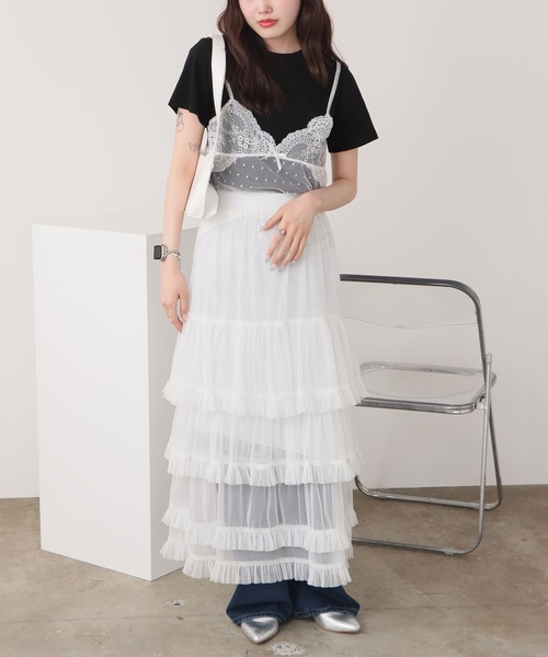 ROOPTOKYO(ループトウキョウ)の「Basic Tiered Long Skirt / ベーシック ティアードロングスカート(スカート・レディース・ホワイト/ベージュ/ブラック・FREE)」の21枚目の写真
