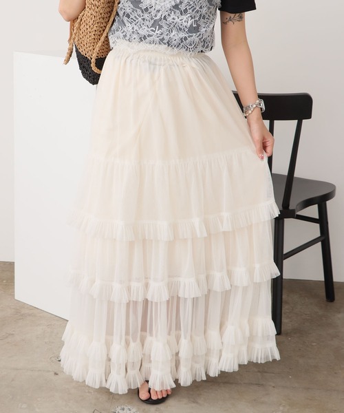 ROOPTOKYO(ループトウキョウ)の「Basic Tiered Long Skirt / ベーシック ティアードロングスカート(スカート・レディース・ホワイト/ベージュ/ブラック・FREE)」の13枚目の写真