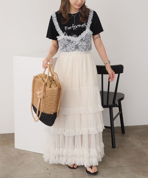 ROOPTOKYO(ループトウキョウ)の「Basic Tiered Long Skirt / ベーシック ティアードロングスカート(スカート・レディース・ホワイト/ベージュ/ブラック・FREE)」の16枚目の写真