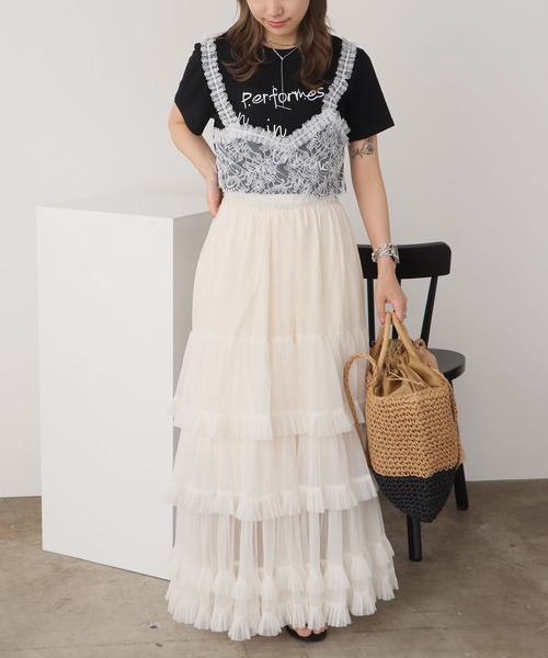 ROOPTOKYO(ループトウキョウ)の「Basic Tiered Long Skirt / ベーシック ティアードロングスカート(スカート・レディース・ホワイト/ベージュ/ブラック・FREE)」の15枚目の写真