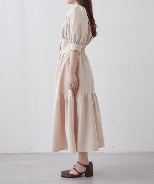 continuer de NICE CLAUP(コンティニューデナイスクラップ)の「【フェミニン春ワンピ】ティアード半袖ワンピ(ワンピース・レディース・ブラック/ベージュ/ライトブルーグレー・FREE)」の17枚目の写真