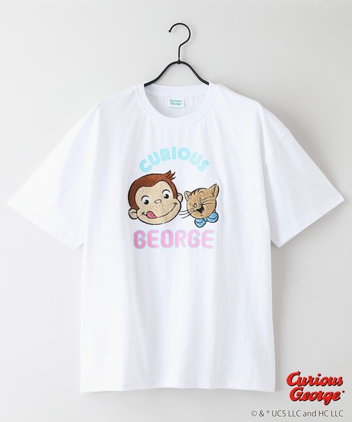 JEANS MATE(ジーンズメイト)の「【CURIOUS GEORGE/おさるのジョージ】オリジナルデザイン Tシャツ ジョージ ドロップショルダー ビッグシルエット ユニセックス(Tシャツ/カットソー・メンズ・ホワイト/ダークグリーン/オフホワイト・LARGE/MEDIUM/X-LARGE/SMALL)」の4枚目の写真