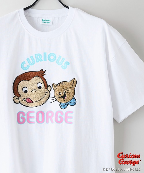 JEANS MATE(ジーンズメイト)の「【CURIOUS GEORGE/おさるのジョージ】オリジナルデザイン Tシャツ ジョージ ドロップショルダー ビッグシルエット ユニセックス(Tシャツ/カットソー・メンズ・ホワイト/ダークグリーン/オフホワイト・LARGE/MEDIUM/X-LARGE/SMALL)」の6枚目の写真