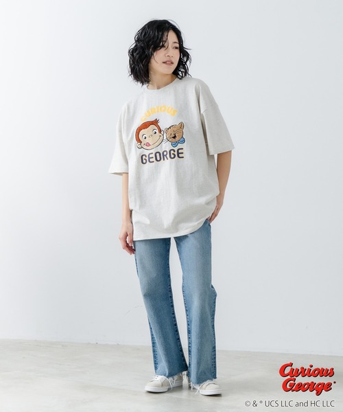 JEANS MATE(ジーンズメイト)の「【CURIOUS GEORGE/おさるのジョージ】オリジナルデザイン Tシャツ ジョージ ドロップショルダー ビッグシルエット ユニセックス(Tシャツ/カットソー・メンズ・ホワイト/ダークグリーン/オフホワイト・LARGE/MEDIUM/X-LARGE/SMALL)」の20枚目の写真