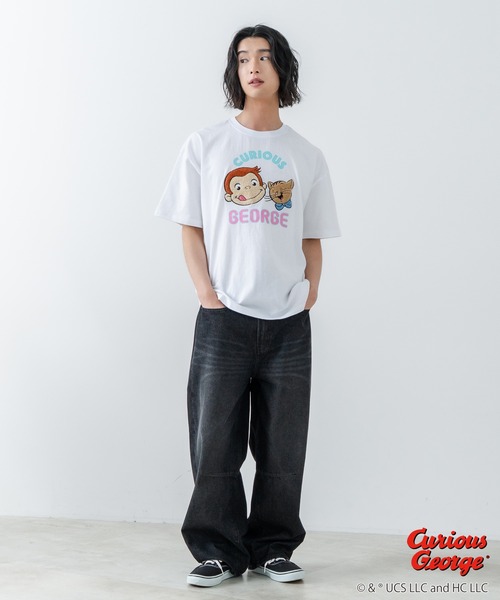 JEANS MATE(ジーンズメイト)の「【CURIOUS GEORGE/おさるのジョージ】オリジナルデザイン Tシャツ ジョージ ドロップショルダー ビッグシルエット ユニセックス(Tシャツ/カットソー・メンズ・ホワイト/ダークグリーン/オフホワイト・LARGE/MEDIUM/X-LARGE/SMALL)」の12枚目の写真