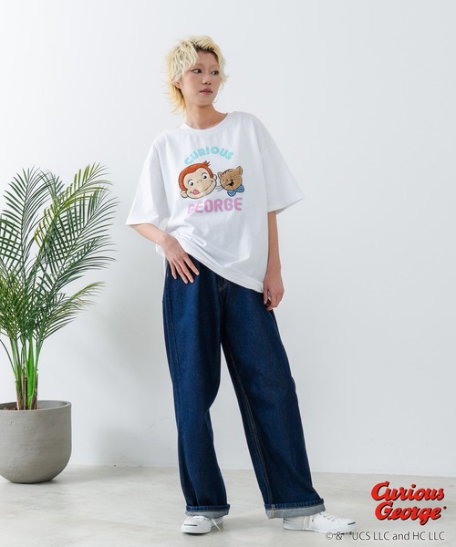 JEANS MATE(ジーンズメイト)の「【CURIOUS GEORGE/おさるのジョージ】オリジナルデザイン Tシャツ ジョージ ドロップショルダー ビッグシルエット ユニセックス(Tシャツ/カットソー・メンズ・ホワイト/ダークグリーン/オフホワイト・LARGE/MEDIUM/X-LARGE/SMALL)」の15枚目の写真