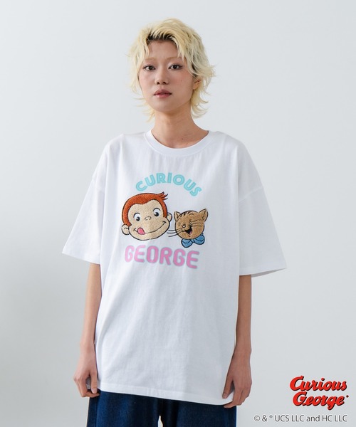 JEANS MATE(ジーンズメイト)の「【CURIOUS GEORGE/おさるのジョージ】オリジナルデザイン Tシャツ ジョージ ドロップショルダー ビッグシルエット ユニセックス(Tシャツ/カットソー・メンズ・ホワイト/ダークグリーン/オフホワイト・LARGE/MEDIUM/X-LARGE/SMALL)」の17枚目の写真