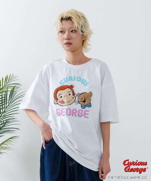 JEANS MATE(ジーンズメイト)の「【CURIOUS GEORGE/おさるのジョージ】オリジナルデザイン Tシャツ ジョージ ドロップショルダー ビッグシルエット ユニセックス(Tシャツ/カットソー・メンズ・ホワイト/ダークグリーン/オフホワイト・LARGE/MEDIUM/X-LARGE/SMALL)」の18枚目の写真