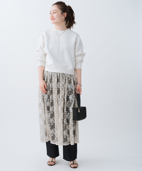 IENA（イエナ）の「《追加5》コットン裏毛クロップドプルオーバー（スウェット・レディース・ホワイト/ネイビー/グレー・FREE）」の10枚目の写真