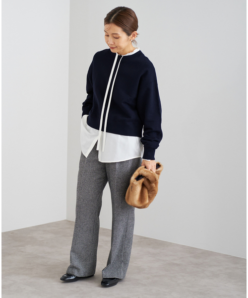 IENA（イエナ）の「《追加5》コットン裏毛クロップドプルオーバー（スウェット・レディース・ホワイト/ネイビー/グレー・FREE）」の5枚目の写真