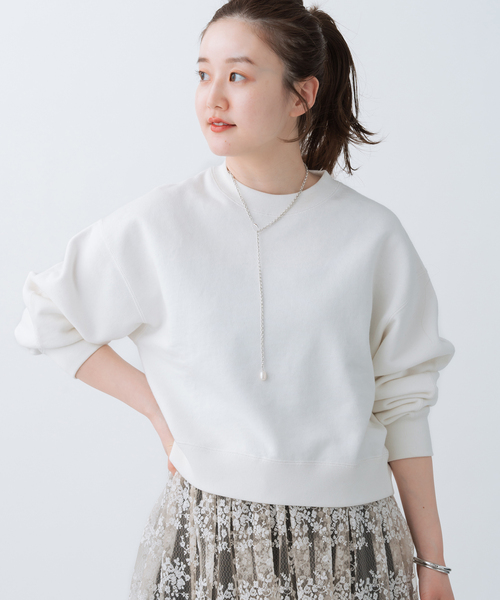 IENA（イエナ）の「《追加5》コットン裏毛クロップドプルオーバー（スウェット・レディース・ホワイト/ネイビー/グレー・FREE）」の17枚目の写真