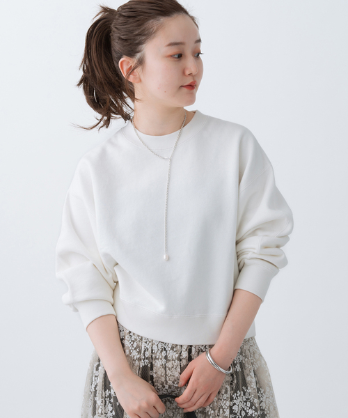 IENA（イエナ）の「《追加5》コットン裏毛クロップドプルオーバー（スウェット・レディース・ホワイト/ネイビー/グレー・FREE）」の16枚目の写真