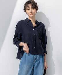 【洗える】LIBECO クロップド シャツ